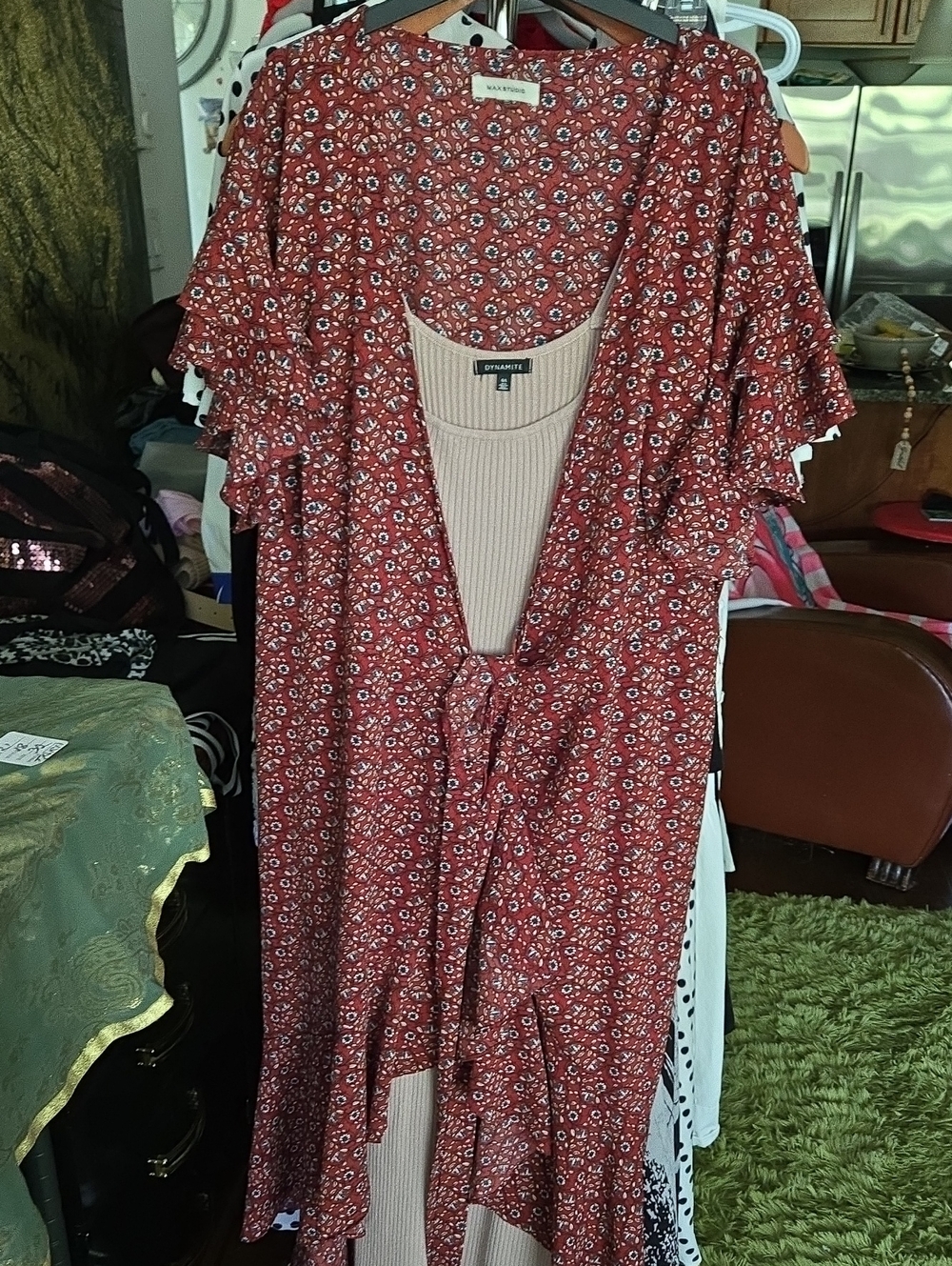 Max studio wrap dress high low